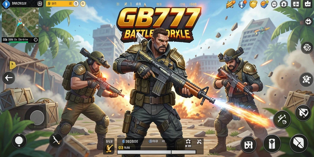 Screenshot gameplay GB777 menampilkan aksi pertempuran yang intens.