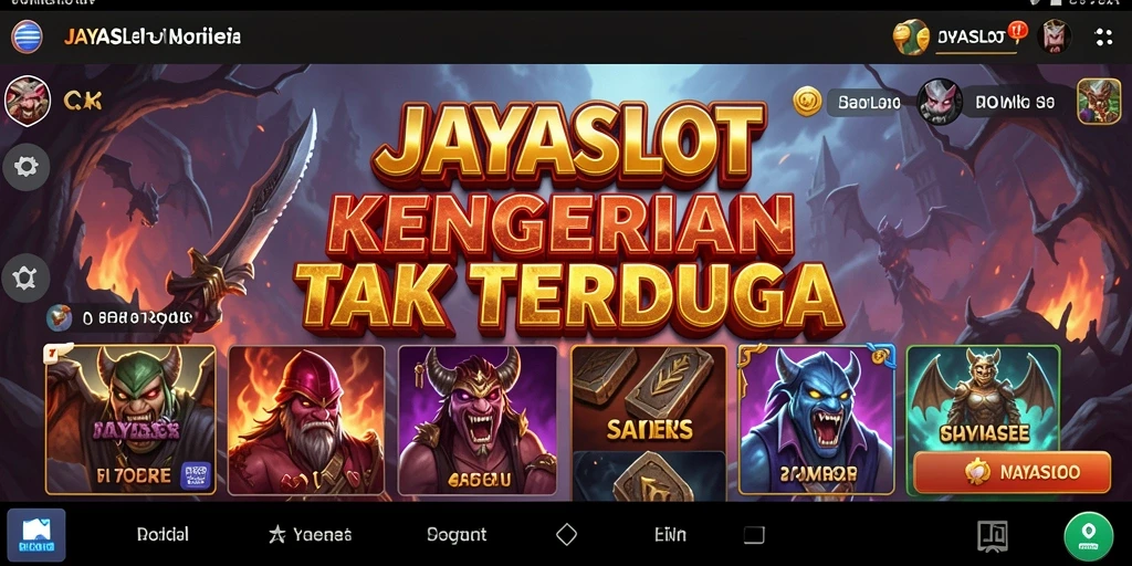 Tampilan seram gameplay JAYASLOT dengan makhluk mengerikan dan suasana gelap.