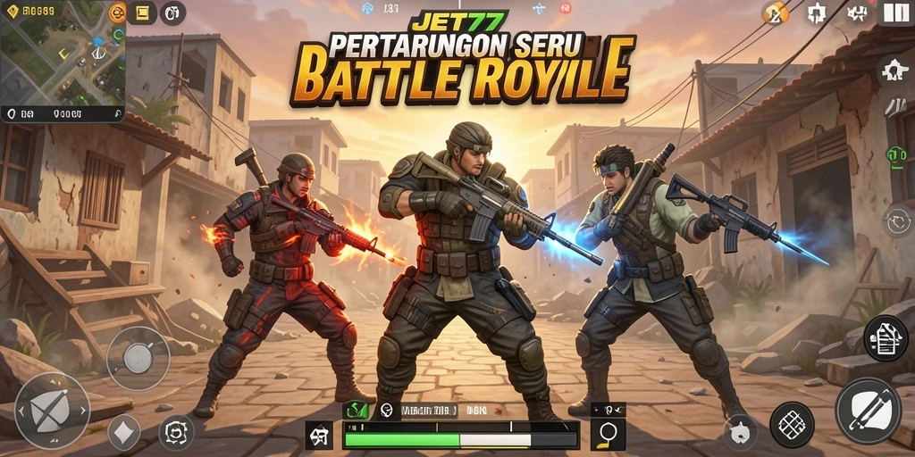 Screenshot gameplay JET77 menampilkan pertarungan strategis dan aksi seru.