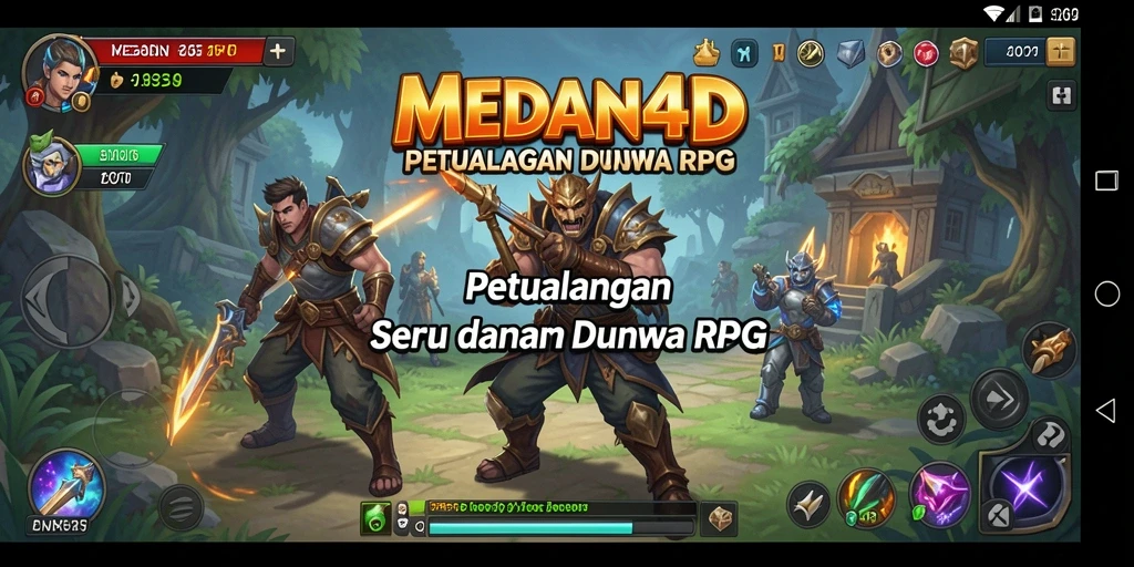 Screenshot menunjukkan gameplay seru dengan pertarungan karakter RPG.