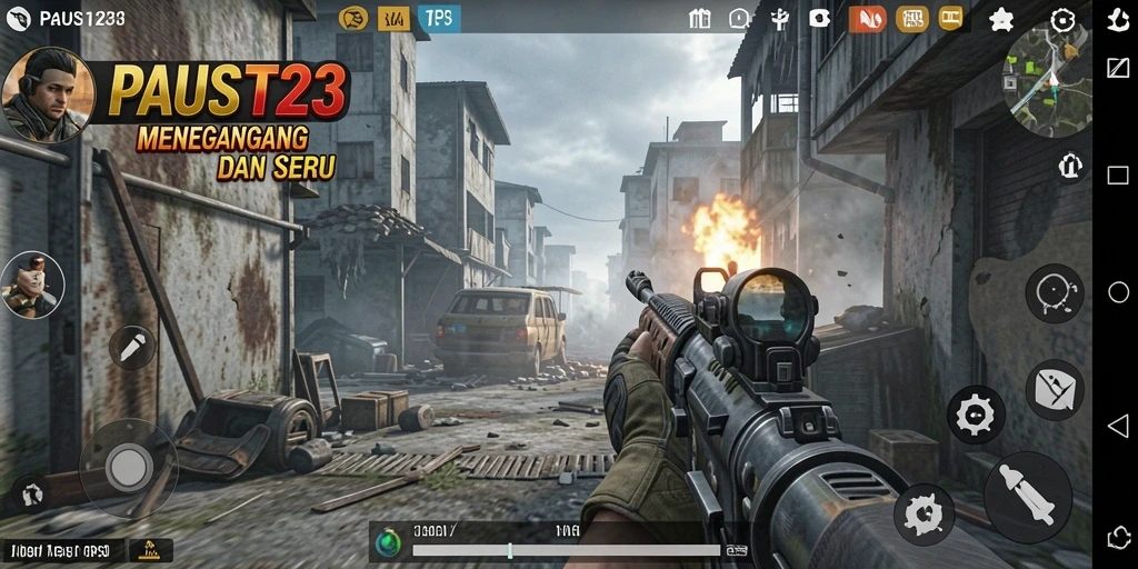 Screenshot menampilkan aksi gameplay TPS yang menarik di PAUS123.