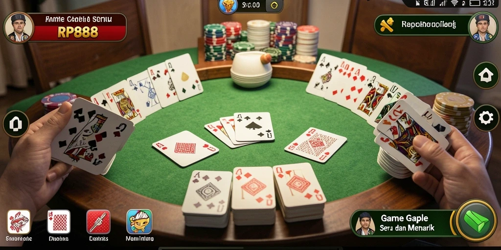 Tampilan gameplay Gaple yang menarik dan mendebarkan.
