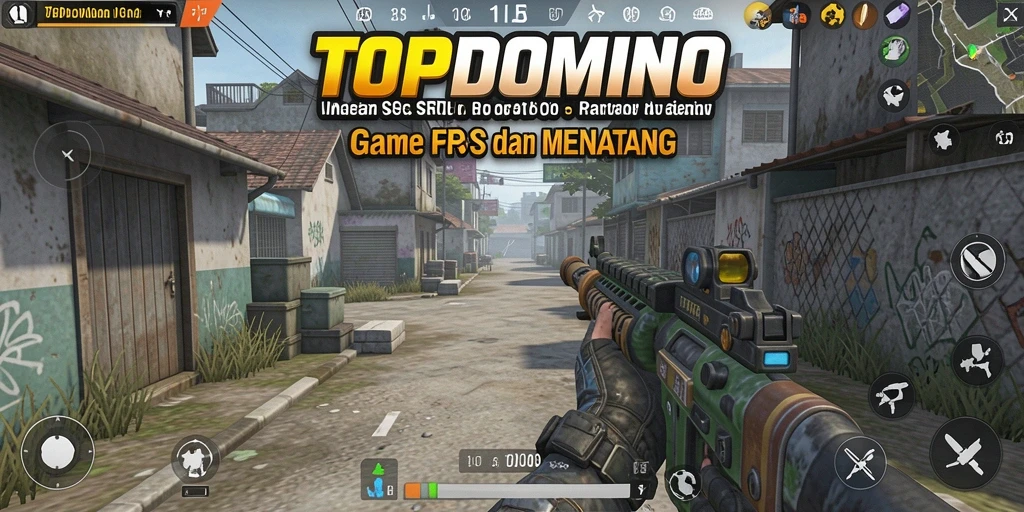Tampilan gameplay seru dari TOPDOMINO dengan aksi tembak-menembak yang intens.