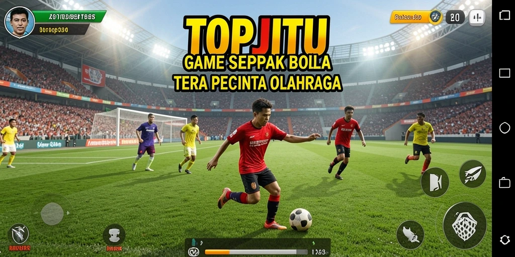 Tampilan gameplay menarik dari TOPJITU dengan aksi sepak bola seru.