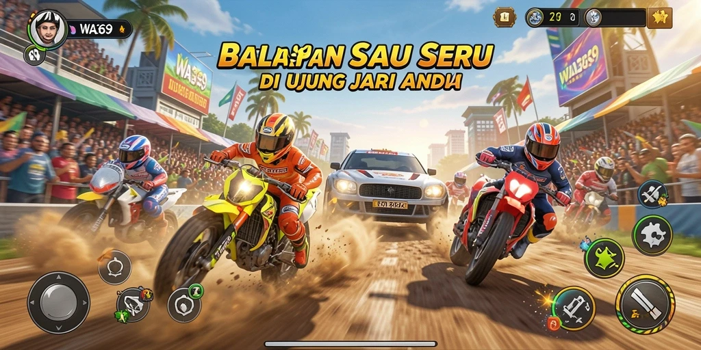 Gameplay WA369 yang seru dan mendebarkan saat balapan.