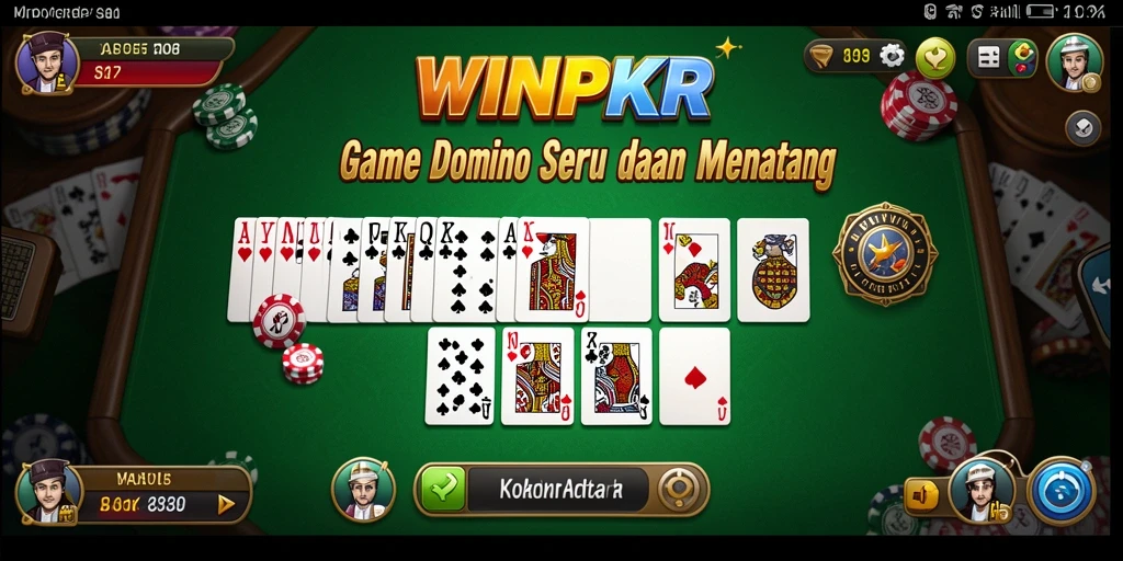 Screenshot gameplay WINPKR dengan visual menarik dan aksi Domino yang intens.